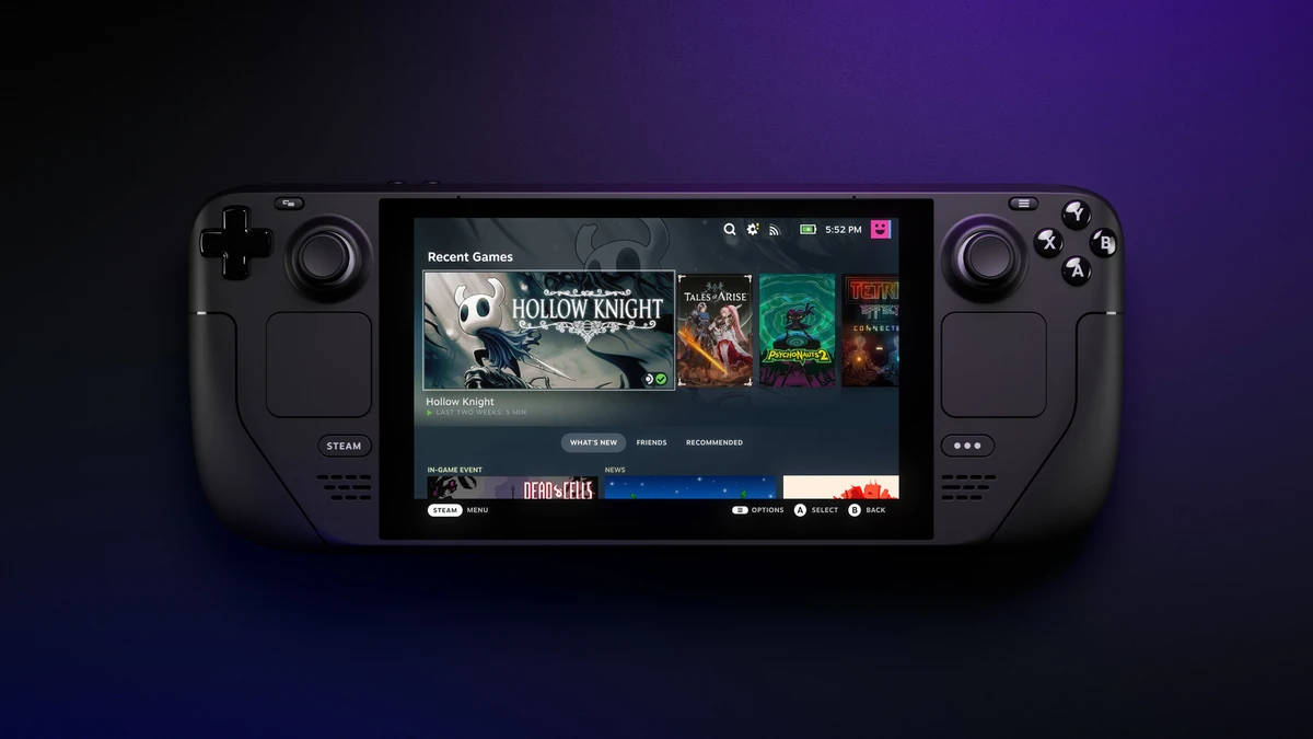 Steam Deck displaying its library - illustrative Valve hardware image, not the new input configurator